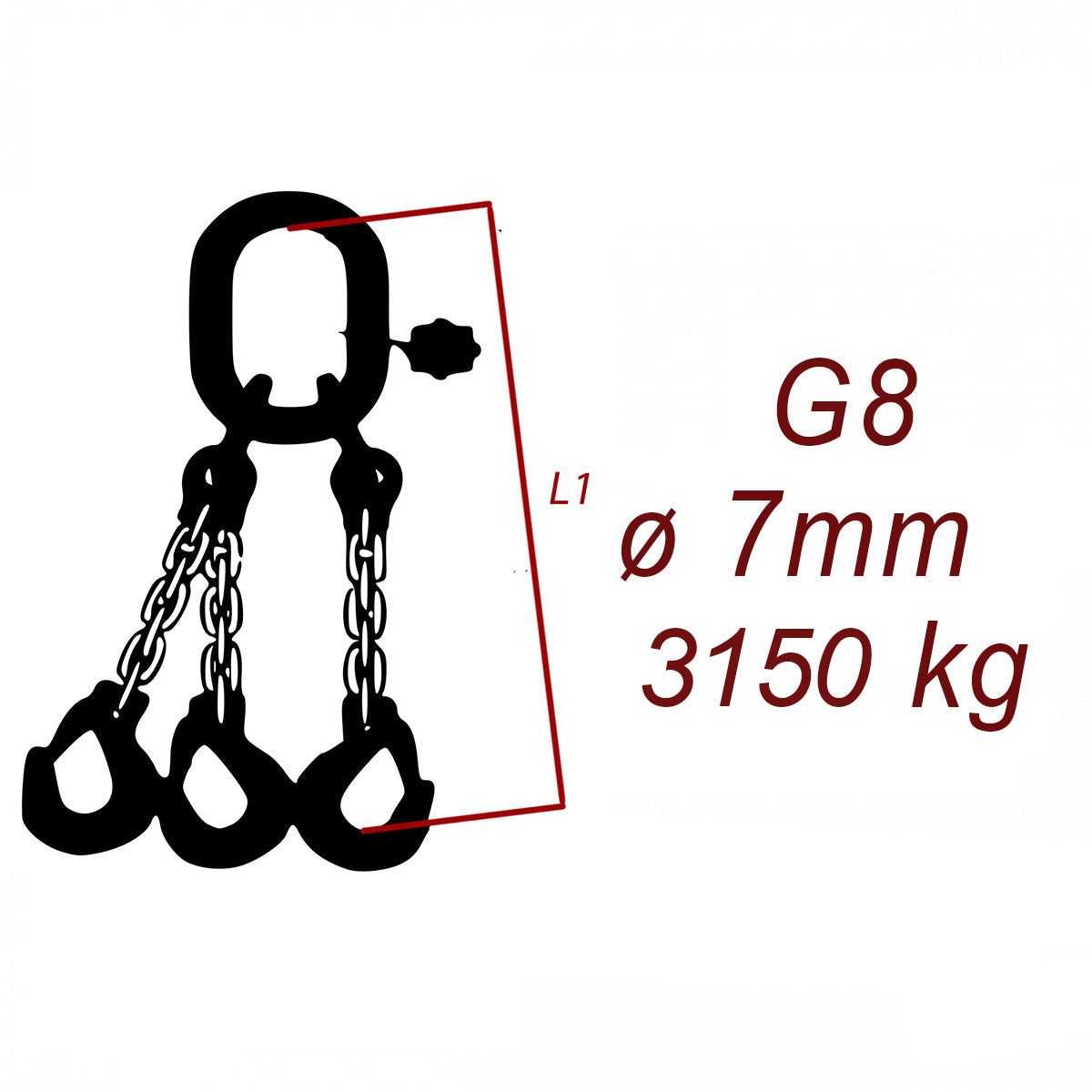 Viazacia reťaz triedy 8 O-3H, priemer 7mm, nosnosť 3150kg