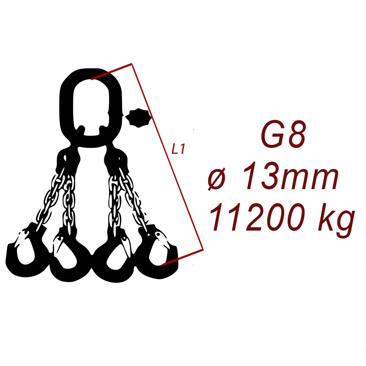 Viazacia reťaz triedy 8 O-4H, priemer 13mm, nosnosť 11200kg