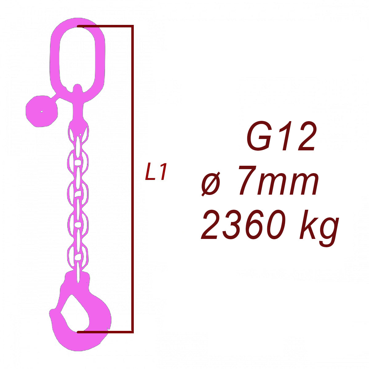 Viazacia reťaz trieda 12, O-H, 7mm, nosnosť 2360kg