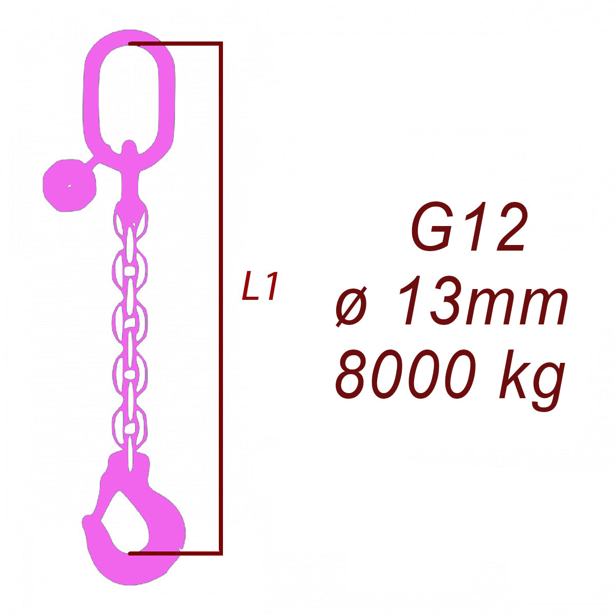 Viazacia reťaz trieda 12, O-H, 13mm, nosnosť 8000kg