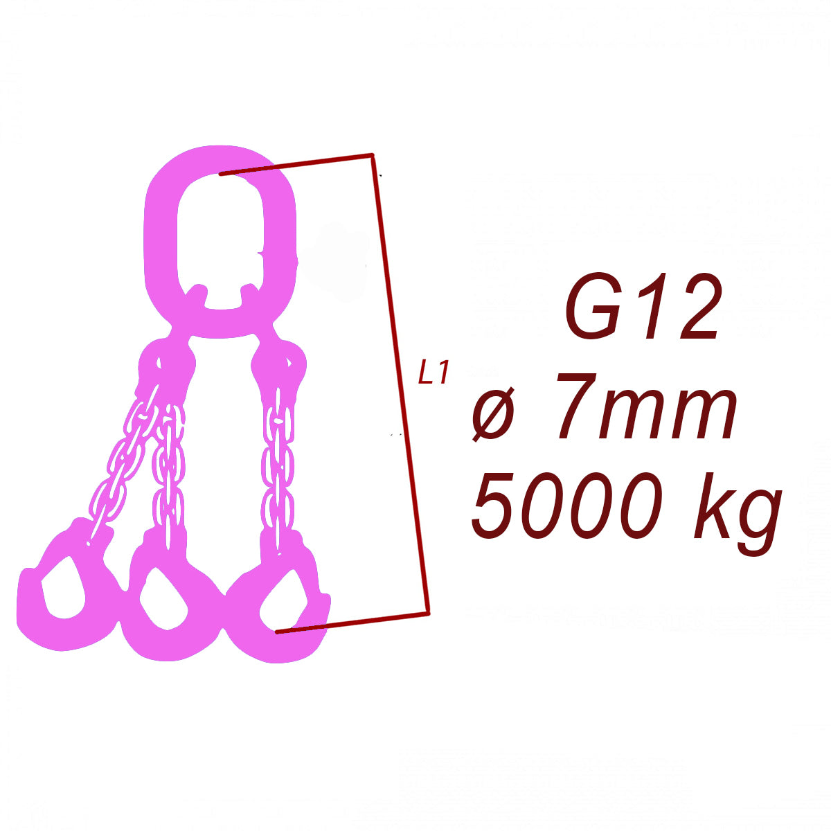 Viazacia reťaz trieda 12, O-3H, 7mm, nosnosť 5000kg