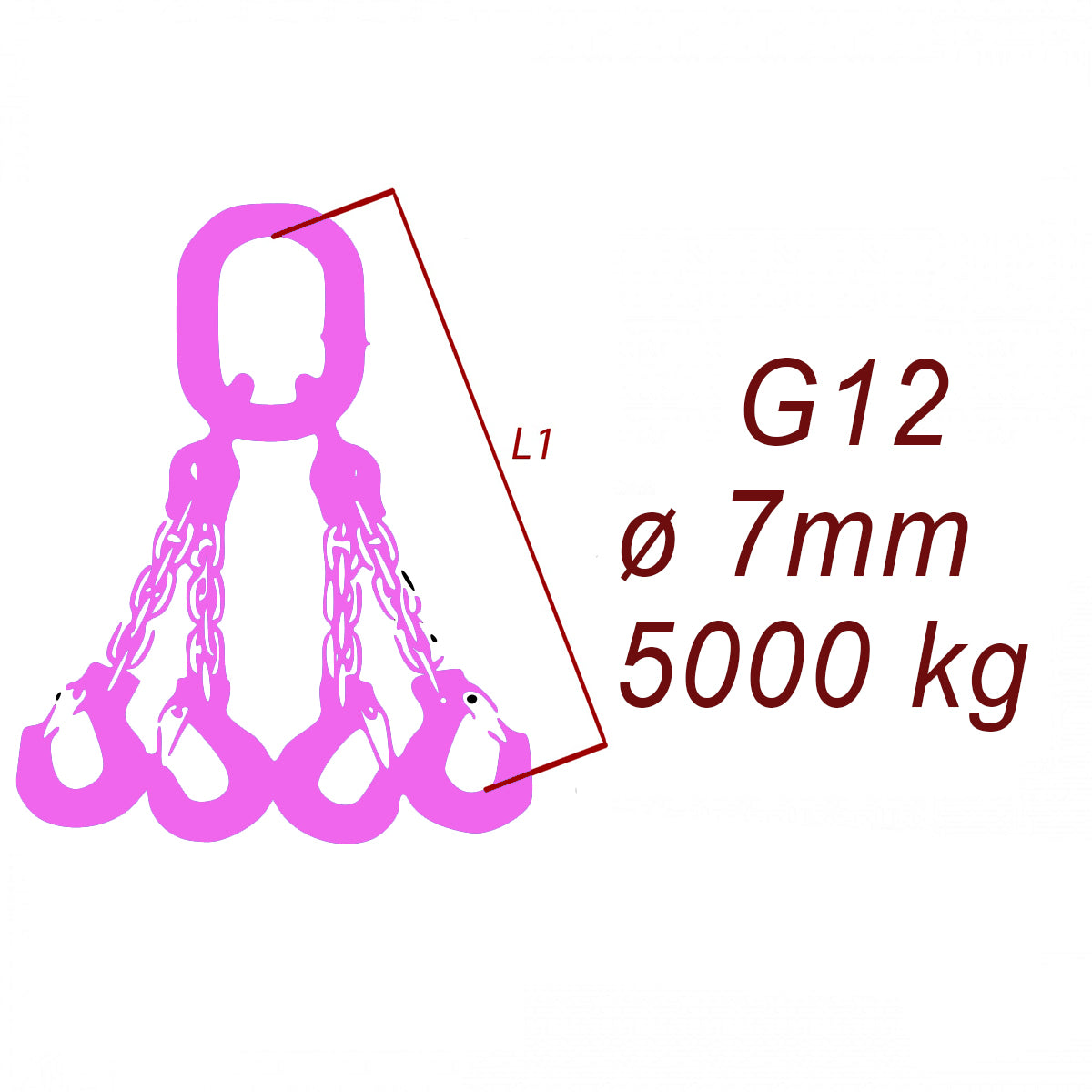 Viazacia reťaz trieda 12, O-4H, 7mm, nosnosť 5000kg