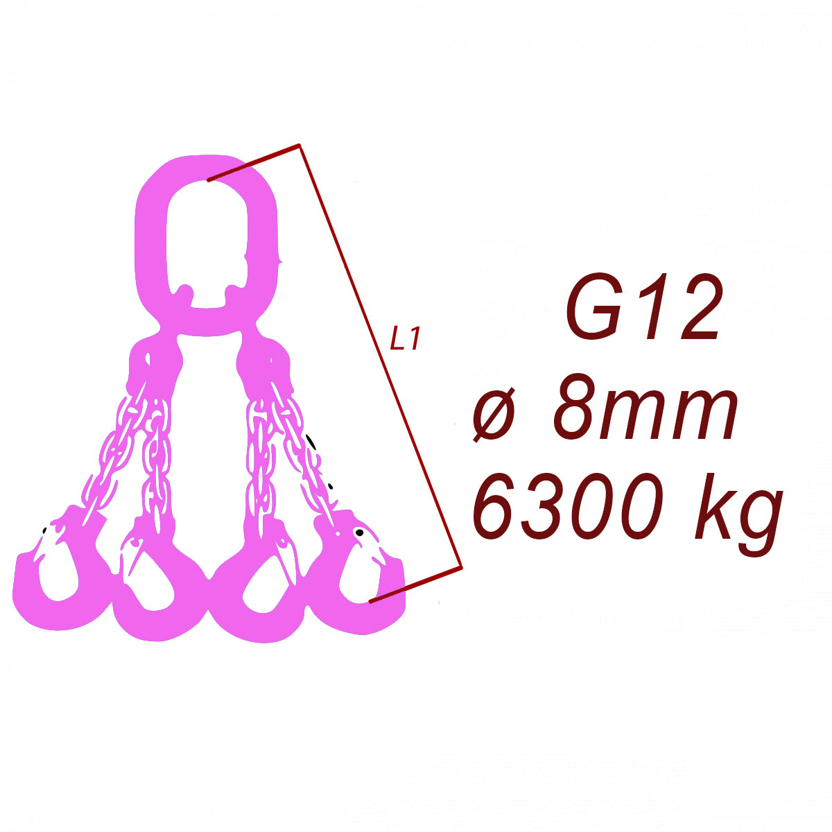 Viazacia reťaz trieda 12, O-4H, 8mm, nosnosť 6300kg