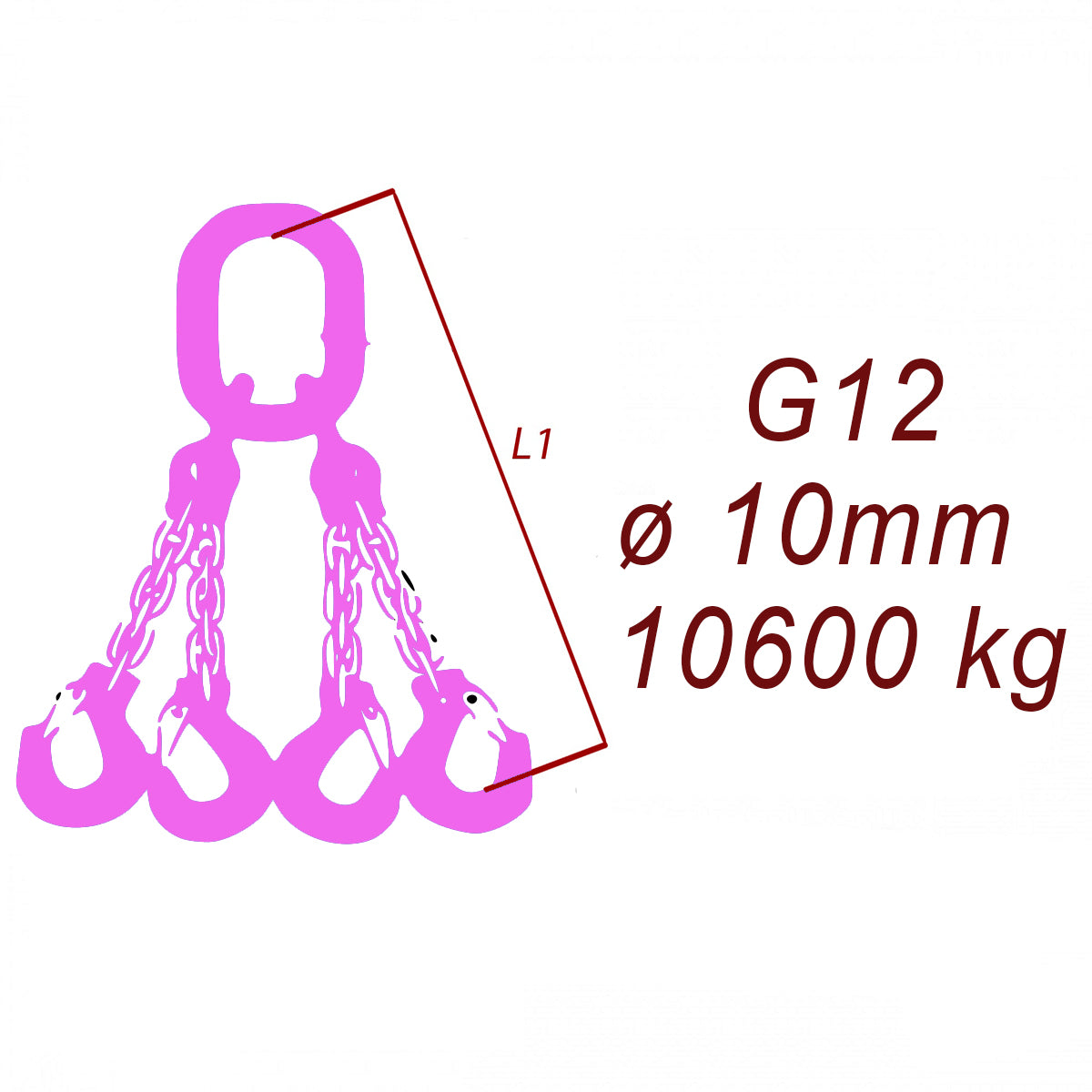 Viazacia reťaz trieda 12, O-4H, 10mm, nosnosť 10600kg