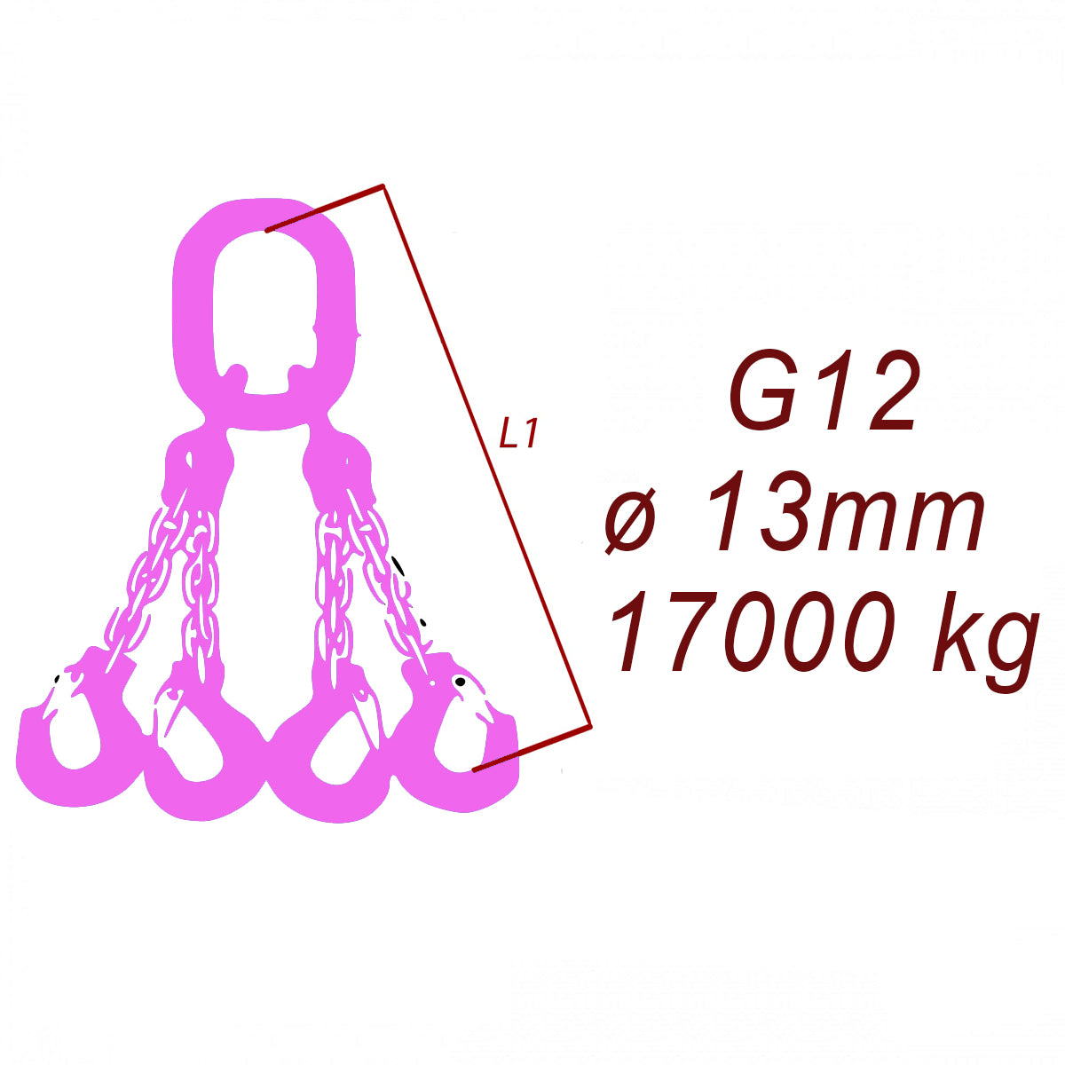 Viazacia reťaz trieda 12, O-4H, 13mm, nosnosť 17000kg