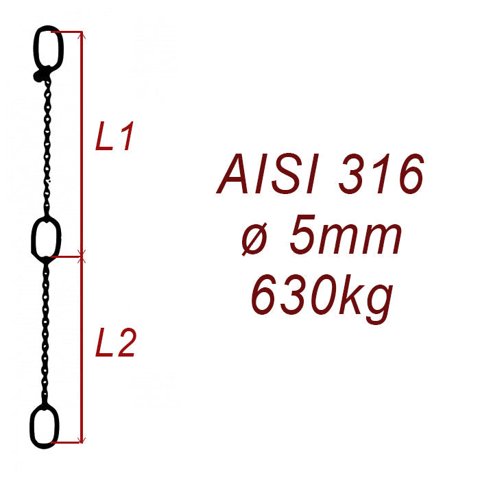 CPK 5, nerezový převěsný reťaz - nosnosť 630kg - Pumpenkette