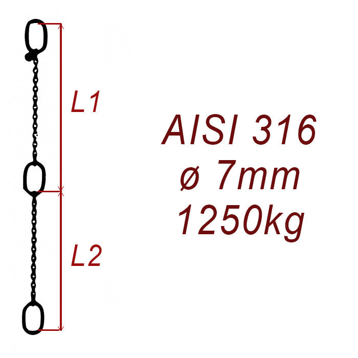 CPK 7, nerezový převěsný reťaz - nosnosť 1250kg - Pumpenkette