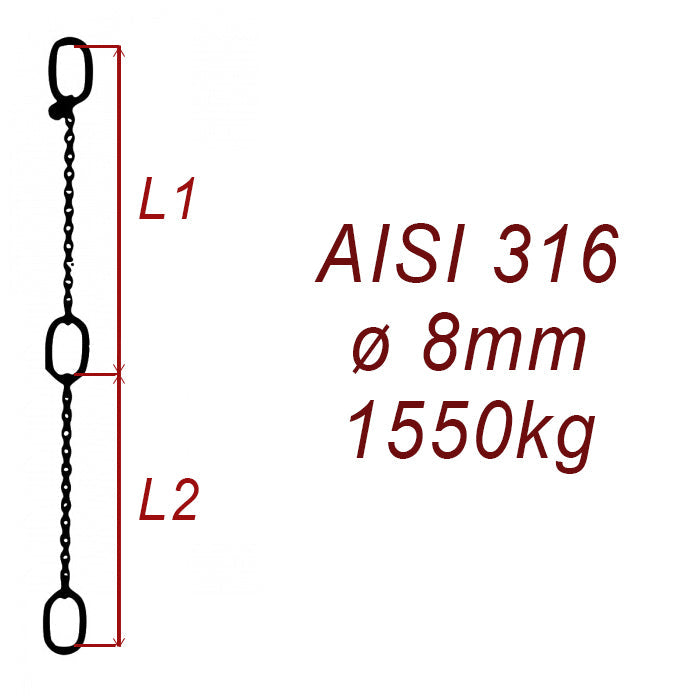 CPK 8, nerezový převěsný reťaz - nosnosť 1550kg - Pumpenkette