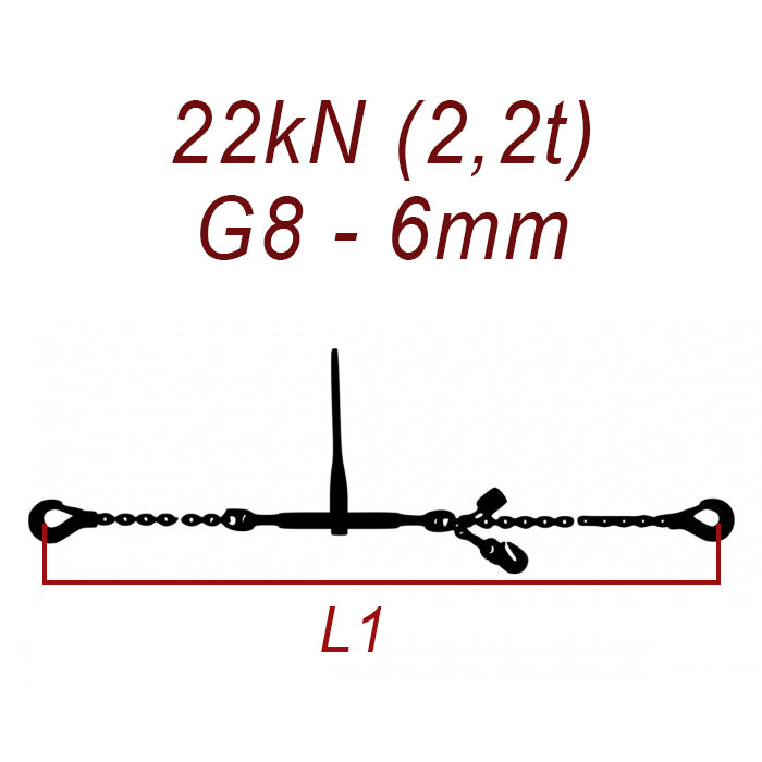 Kotviaca reťaz jednodielna, trieda 8, reťaz 6 mm, ťahová sila 22kN