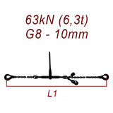 Kotviaca reťaz jednodielna, trieda 8, reťaz 10 mm, ťahová sila 63kN