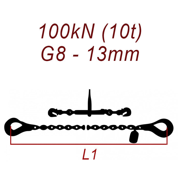 Kotviaca reťaz dvojdielna, trieda 8, reťaz 13 mm, ťahová sila 100kN