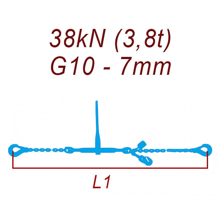Kotviaca reťaz jednodielna, trieda 10, reťaz 7 mm, ťahová sila 38kN