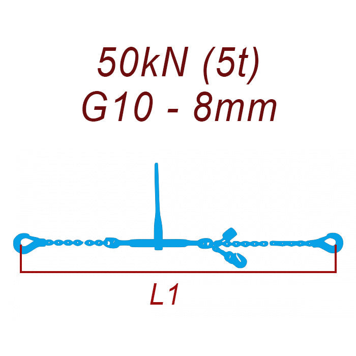 Kotviaca reťaz jednodielna, trieda 10, reťaz 8 mm, ťahová sila 50kN