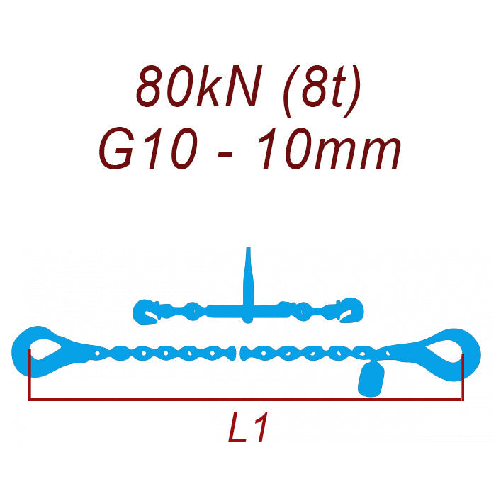 Kotviaca reťaz dvojdielna, trieda 10, reťaz 10 mm, ťahová sila 80kN