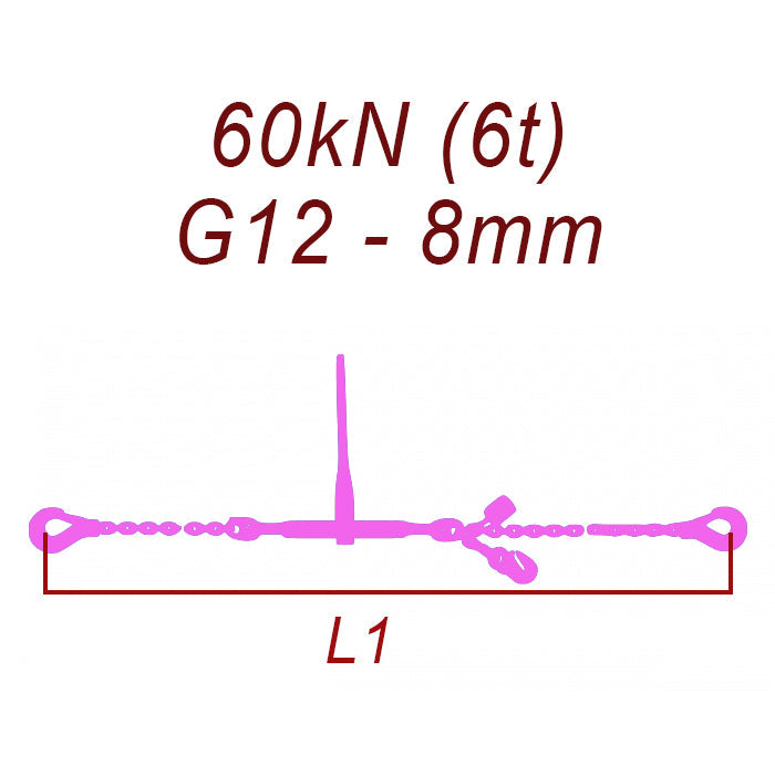 Kotviaca reťaz jednodielna, trieda 12, reťaz 8 mm, ťahová sila 60kN