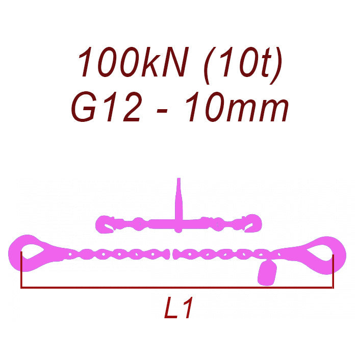 Kotviaca reťaz dvojdielna, trieda 12, reťaz 10 mm, ťahová sila 100kN