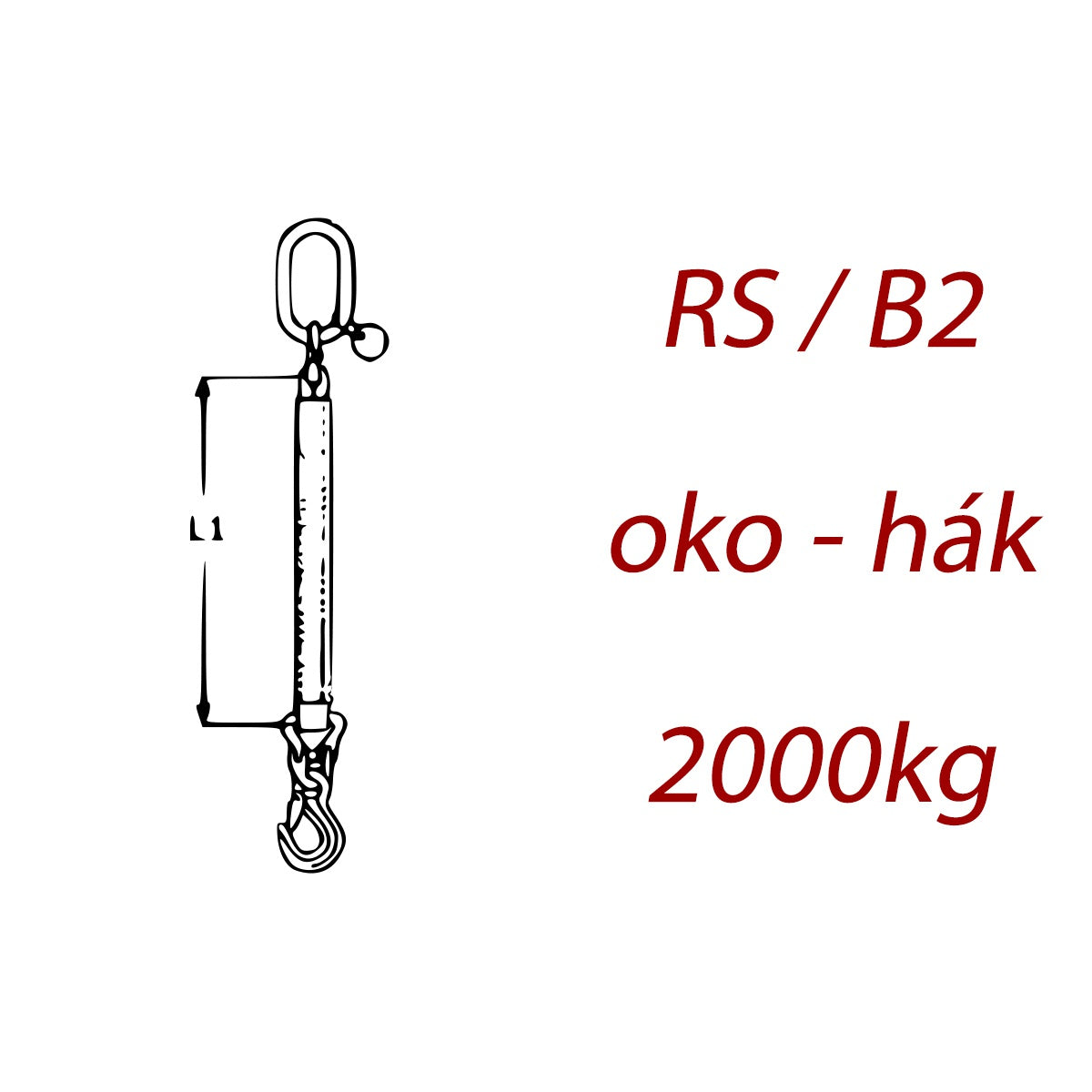 Jednopramenný textilný kombinovaný vazák, oko-hák, nosnosť 2000kg