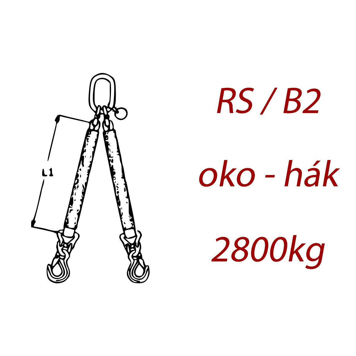 Dvojpramenný textilný kombinovaný vazák, oko-hák, nosnosť 2800kg