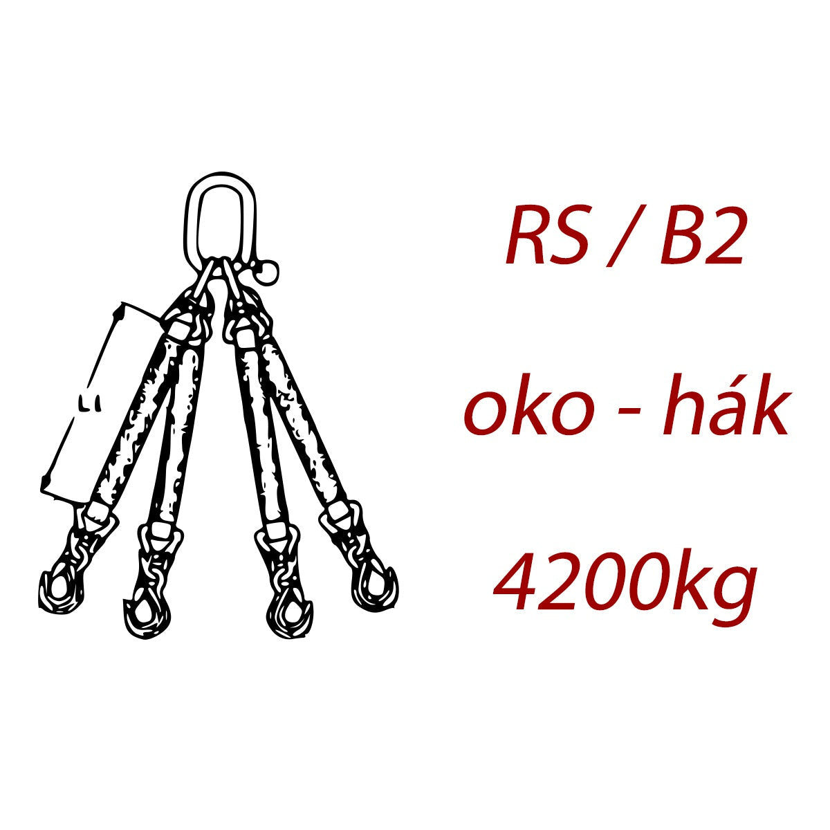 Štvorpramenný textilný kombinovaný vazák, oko-hák, nosnosť 4200kg