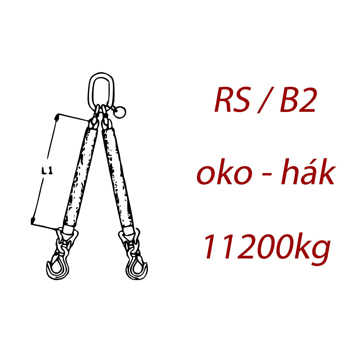 Dvojpramenný textilný kombinovaný vazák, oko-hák, nosnosť 11200kg