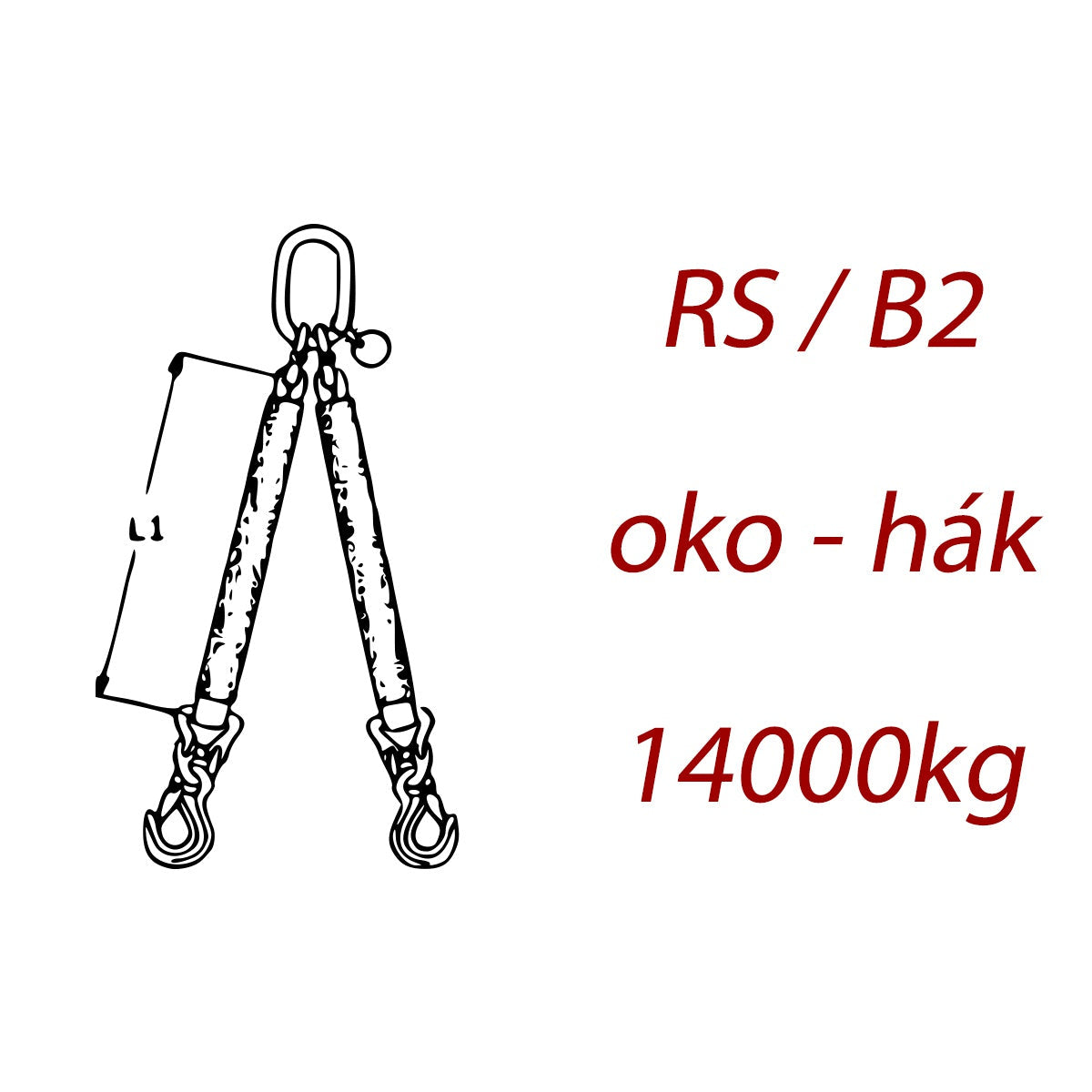 Dvojpramenný textilný kombinovaný vazák, oko-hák, nosnosť 14000kg