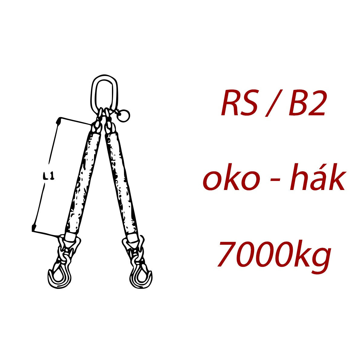 Dvojpramenný textilný kombinovaný vazák, oko-hák, nosnosť 7000kg