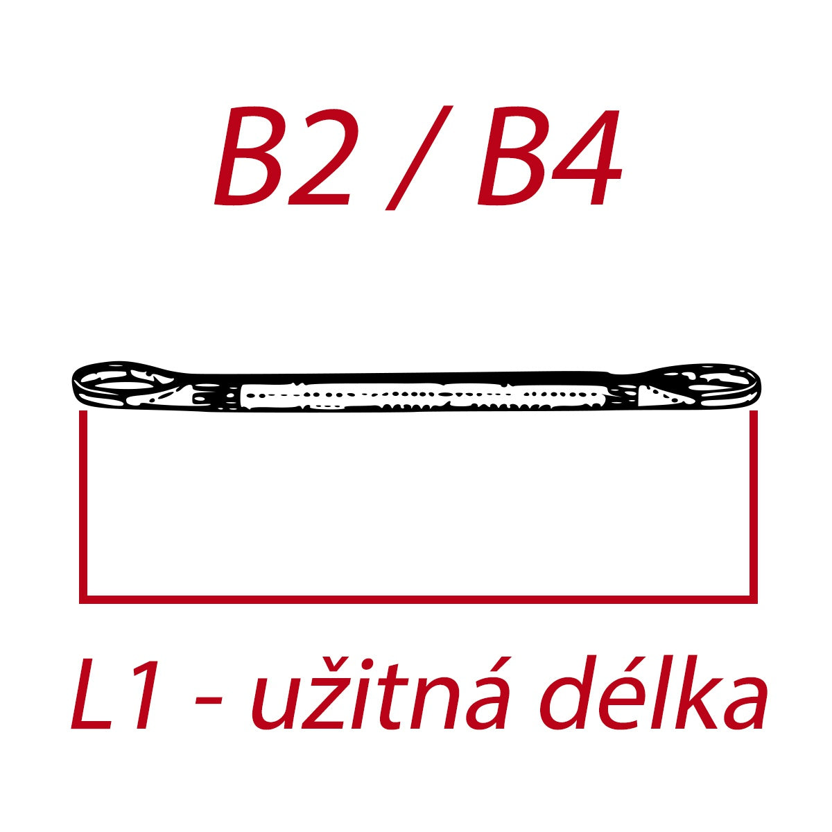 Dvouvrstvý plochý pás s textilními oky B2 - 4000kg, 120mm, šedý