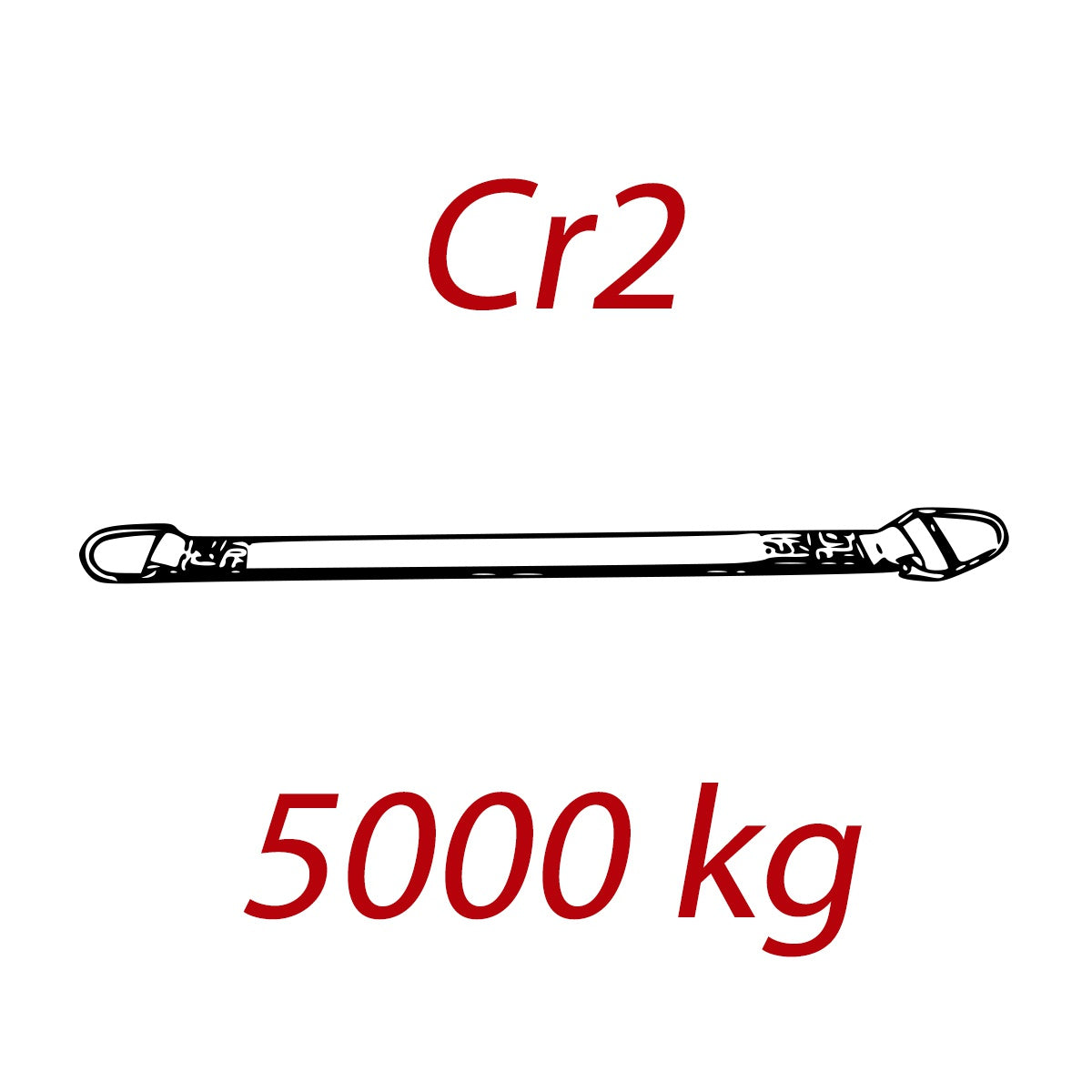 Cr2 - 5000kg, popruh plochý s kovovými prevliekacím okami, červený, šírka 150mm