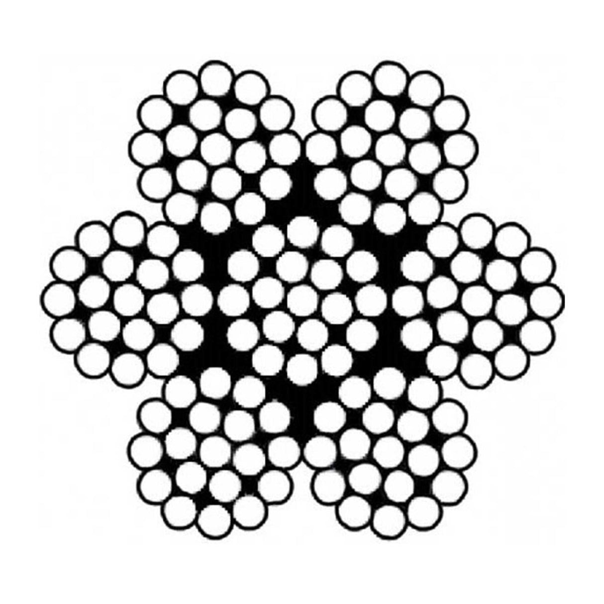 Oceľové lano, konštrukcie 6x19-WSC (7x19), pozinkované, pevnosť drôtov min.1770 MPa